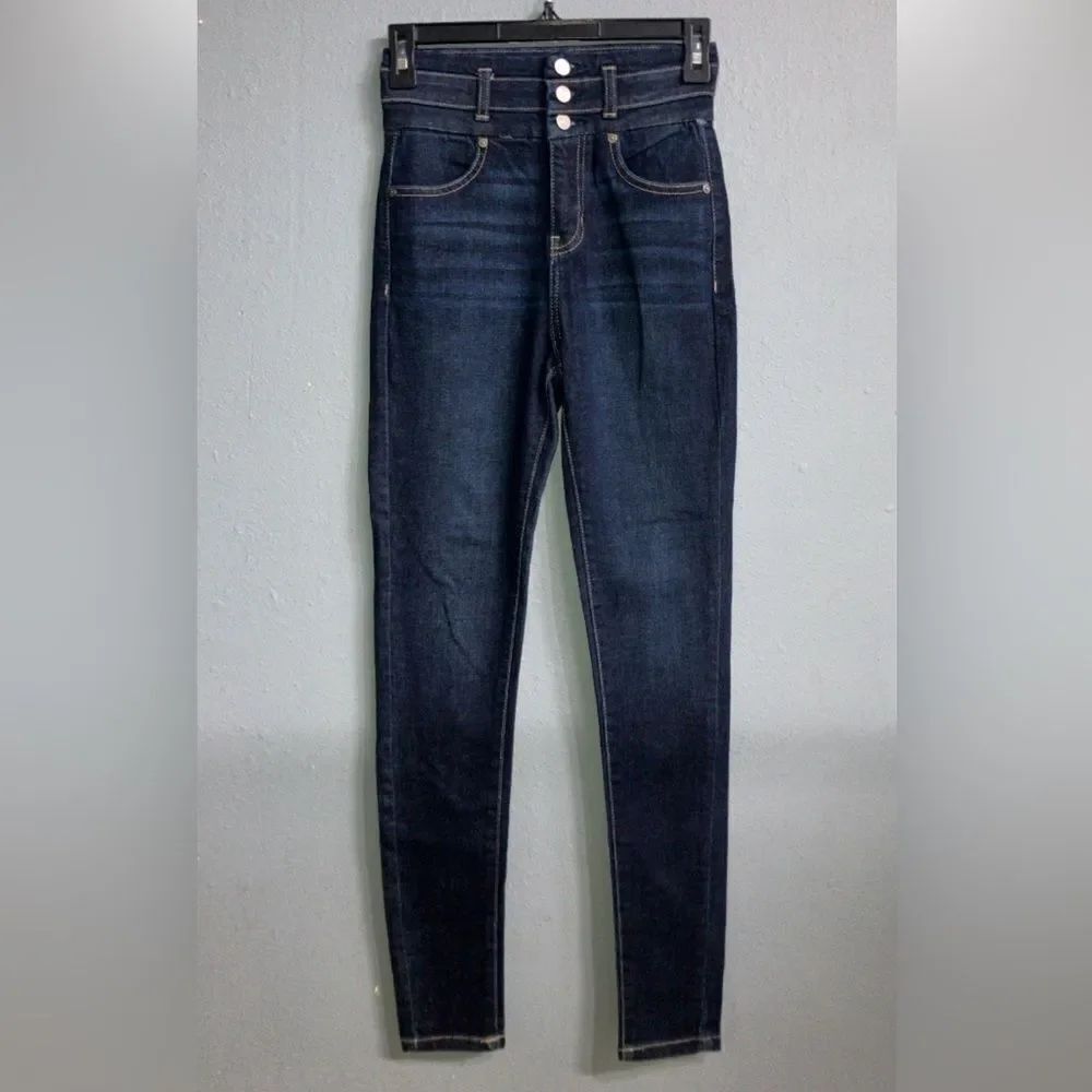 Kancan dark wash button non distressed skinny jeans size 1/24 731